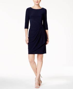 Alex Evenings Embellished Ruched Faux-wrap Dress