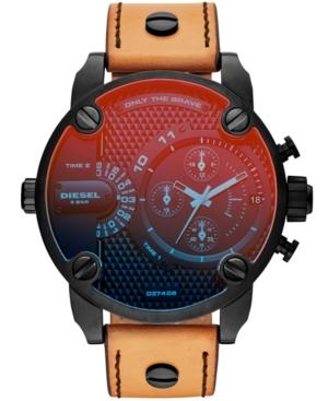 Diesel Men's Chronograph Little Daddy Brown Leather Strap Watch 52mm