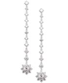 Nina Silver-tone Crystal Flower Linear Drop Earrings