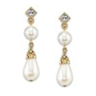 2028 Gold-tone Simulated Pearl With Crystal Accent Drop Earrings