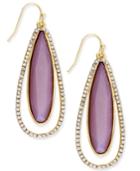 Inc International Concepts Gold-tone Pink Stone And Pave Teardrop Earrings, Only At Macy's