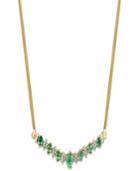 Emerald (7/8 Ct. T.w.) And Diamond (1/5 Ct. T.w.) Necklace In 14k Gold