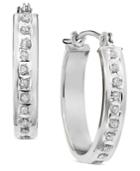 Diamond Accent Earrings, 14k White Or Yellow Gold Hoops