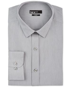 Bar Iii Slim-fit Grey And White Stripe Dress Shirt
