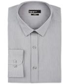 Bar Iii Slim-fit Grey And White Stripe Dress Shirt