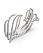 Danori Silver-tone Pave Wave Hinged Bangle Bracelet, Created For Macy's