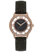 Guess Women's Black Glitter Leather Strap Watch 38mm