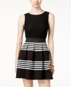 Speechless Juniors' Striped Lace Fit & Flare Dress