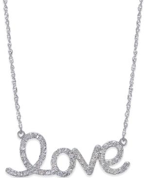 Diamond "love" Pendant Necklace In 14k White Gold (1/4 Ct. T.w.)