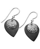 Jody Coyote Patina Bronze Earrings, Black Teardrop Earrings