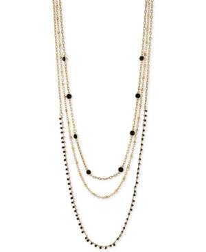 Bcbg Gold-tone Jet Black Multi-strand Layering Necklace