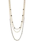 Bcbg Gold-tone Jet Black Multi-strand Layering Necklace