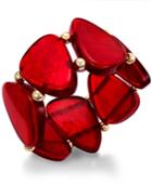 Style & Co. Gold-tone Red Shell Stretch Bracelet