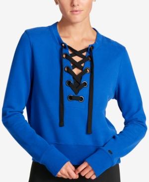Dkny Sport Cotton Lace-up Sweatshirt