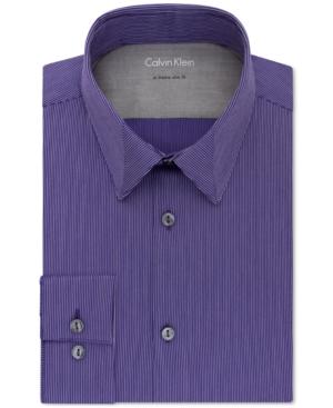 Calvin Klein X Men's Extra-slim Fit Stretch Purple Stripe Dress Shirt