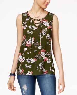 Hippie Rose Juniors' Lace-up Tank Top