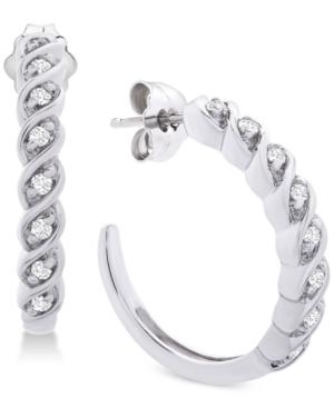 Diamond Hoop Earrings (1/6 Ct. T.w.) In Sterling Silver
