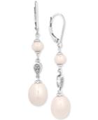 Cultured Freshwater Pearl (5 & 11mm) & Diamond Accent Drop Earrings In Sterling Silver