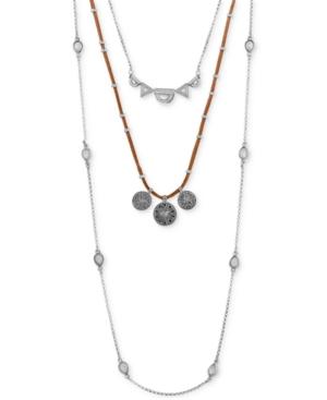 Lucky Brand Silver-tone Faux Suede Layer Necklace