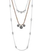 Lucky Brand Silver-tone Faux Suede Layer Necklace