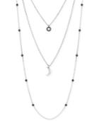 Lucky Brand Silver-tone Layered Moon Pendant Necklace