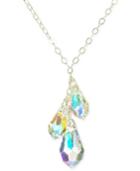 Swarovski Crystal Briolette Pendant Necklace In Sterling Silver