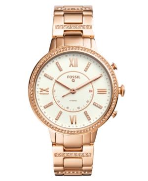 Fossil Q Women's Virginia Rose Gold-tone Stainless Steel Bracelet Hybrid Smart Watch 36mm
