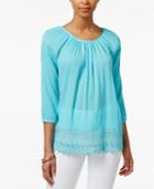 American Living Crochet Trim Peasant Blouse, Only At Macy's