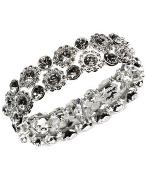 Nine West Silver-tone Crystal Stretch Bracelet