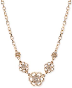 2028 Gold-tone Crystal Flower Collar Necklace