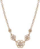 2028 Gold-tone Crystal Flower Collar Necklace