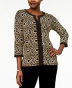 Alfred Dunner Deck The Halls Medallion Diamond Metallic Keyhole Top