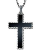 Esquire Men's Jewelry Onyx (40 X 27-1/2mm) Cross Pendant Necklace In Sterling Silver