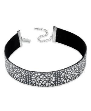 Inc International Concepts Silver-tone Pave Ribbon Choker Necklace, Created For Macy's