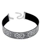 Inc International Concepts Silver-tone Pave Ribbon Choker Necklace, Created For Macy's