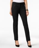 Alfani Faux-leather-trim Straight Leg Pants, Only At Macy's