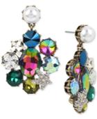 Betsey Johnson Gold-tone Multi-stone & Imitation Pearl Drop Earrings