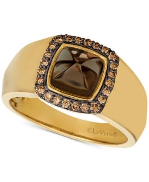 Le Vian Gents Men's Chocolate Quartz & Diamond (1/4 Ct. T.w.) Ring In 14k Gold