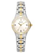 Bulova Watch, Women's Diamond Accent Two-tone Stainless Steel Bracelet 28mm 98r166