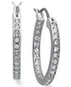 Swarovski Earrings, Rhodium-plated 3/4 Crystal Hoop Earrings
