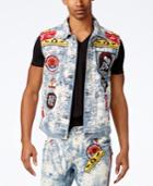 Heritage America Men's Decorated Bleached Denim Vest