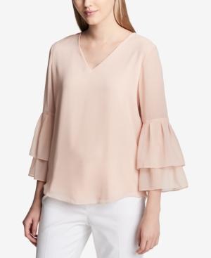 Calvin Klein Tiered Bell-sleeve Top