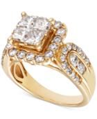 Diamond Princess Cluster Engagement Ring (2 Ct. T.w.) In 14k Gold