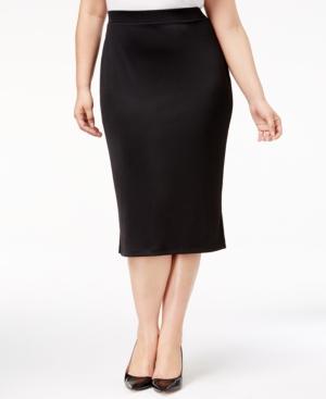 Kasper Plus Size Pull-on Midi Skirt