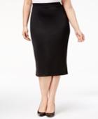 Kasper Plus Size Pull-on Midi Skirt