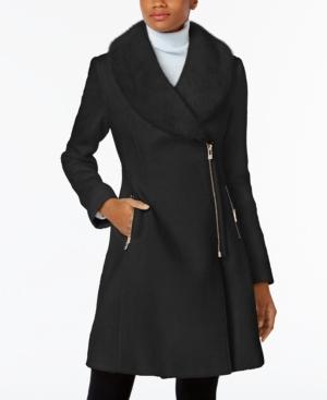 Inc International Concepts Faux-fur-trim Asymmetrical Walker Coat, Created For Macy's
