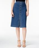 Style & Co Petite Button-front Denim Skirt, Only At Macy's