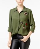 Gypsies & Moondust Juniors' Military Shirt With Patches