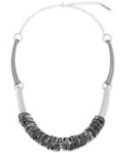 Steve Madden Two-tone Wavy Rings & Curved Bar Necklace, 20 + 4 Extender