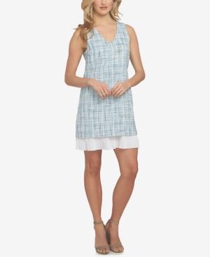 Cece V-neck Pleated Hem Shift Dress